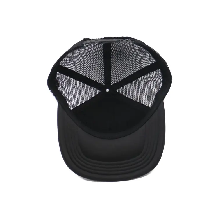 Foam Trucker Hat 5-Panel Curved Brim High Quality Black Color Medium Profile Cotton and Polyester Fabric Foam Trucker Hat 3