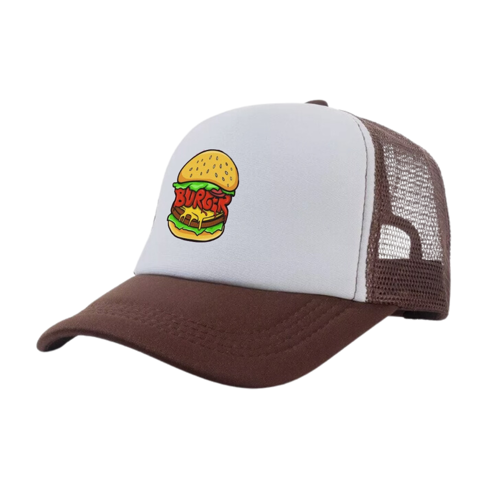 Foam Trucker Hat 5 Panel Gorras Printed Logo Food Pattern Custom Mesh Snapback Plastic Single Row Buckle For Men Women All Ages 4