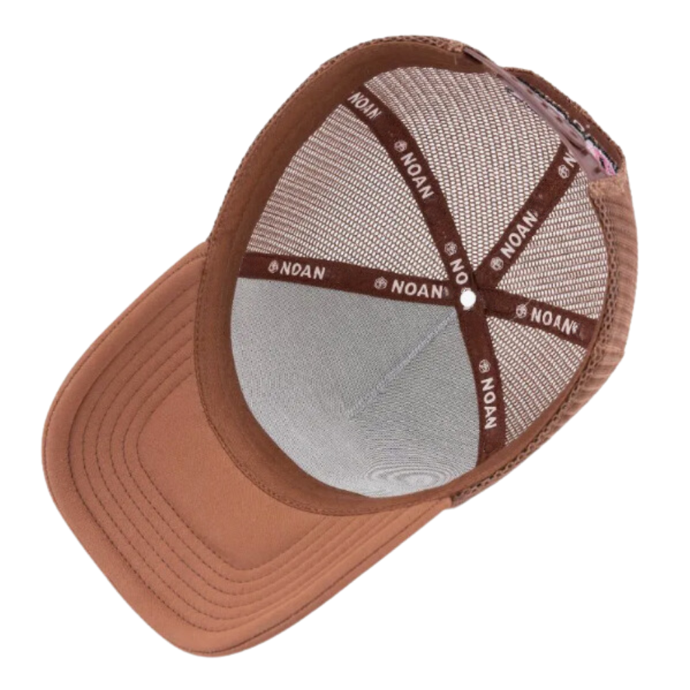 Foam Trucker Hat 5 Panel Printed/Rubber/PVC Logo Patches Embroidered Back Curved Custom Inner Tapes Snapback Closure Brown/White 5