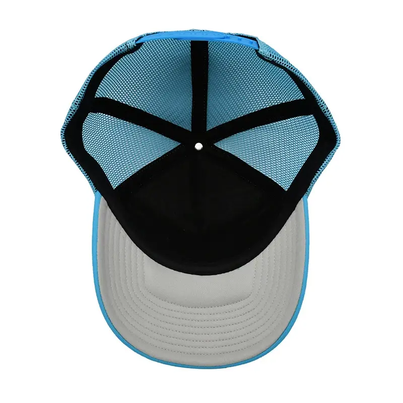 Foam Trucker Hat for Men and Women 5-Panel Curved Brim High Quality White/Blue Color Medium Profile Cotton/Polyester Fabric 6