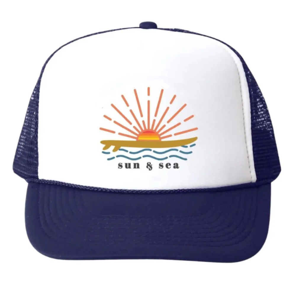 Foam Trucker Hats 5 Panel Gorras Digital Printed Caps Navy Blue/White Breathable Mesh Adjustable Plastic Single Row Buckle OEM 2