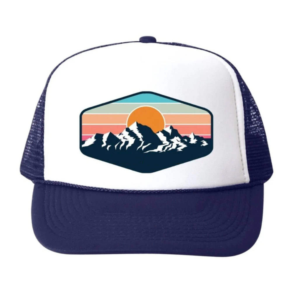 Foam Trucker Hats 5 Panel Gorras Digital Printed Caps Navy Blue/White Breathable Mesh Adjustable Plastic Single Row Buckle OEM 3