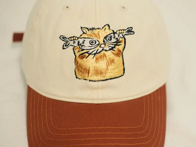 Funny Cat 2D Embroidery Vietnam Baseball Caps Two Tone Hat Adjustable Gorras Gift For Women Men Casual Outdoor Stylish Travel L1 5