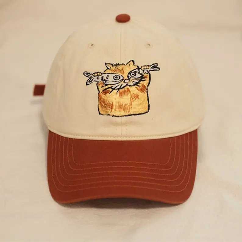 Funny Cat 2D Embroidery Vietnam Baseball Caps Two Tone Hat Adjustable Gorras Gift For Women Men Casual Outdoor Stylish Travel L1 2