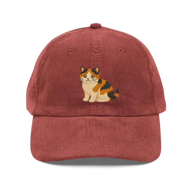 Funny Cat Vintage Corduroy Embroidered Baseball Caps Vietnam Dad Hat Gorras For Women Men Cat Lovers Gift Brand Promotion L01