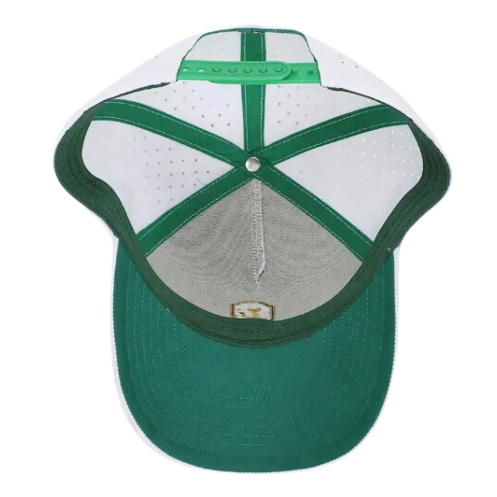 Golf Hat Laser Cut Hole Perforated Waterproof Trucker Hats Structured Embroidered Logo Breathable Mesh Custom Printed Inner Tape 4