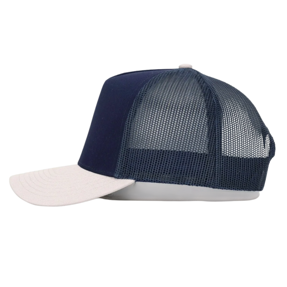 Gorras 5 Panel Trucker Hats Rubber PVC Logo Patch Structured Caps Curved Brim Breathable Mesh Adjustable Single Row Snapback OEM 4