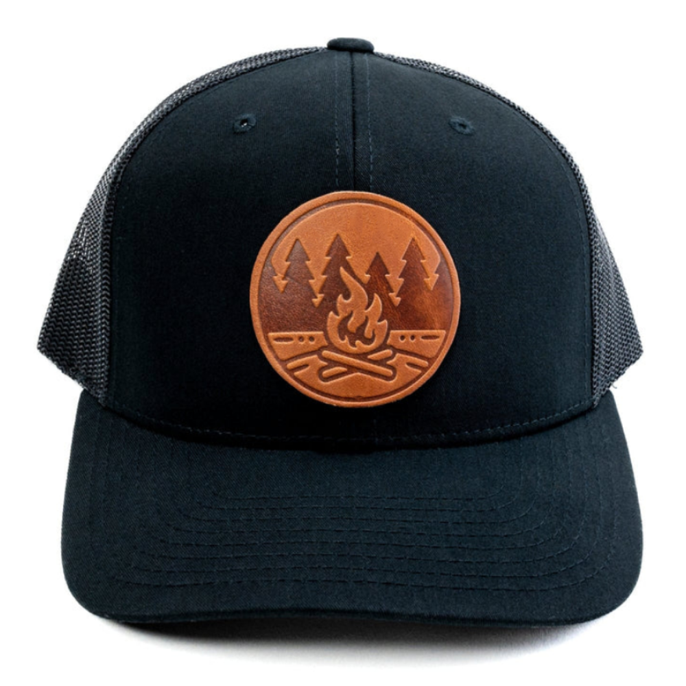 Gorras 6 Panel Trucker Hats Leather Logo Patches Structured Caps Breathable Mesh Adjustable Single Row Buckle Snapback Closurse 6
