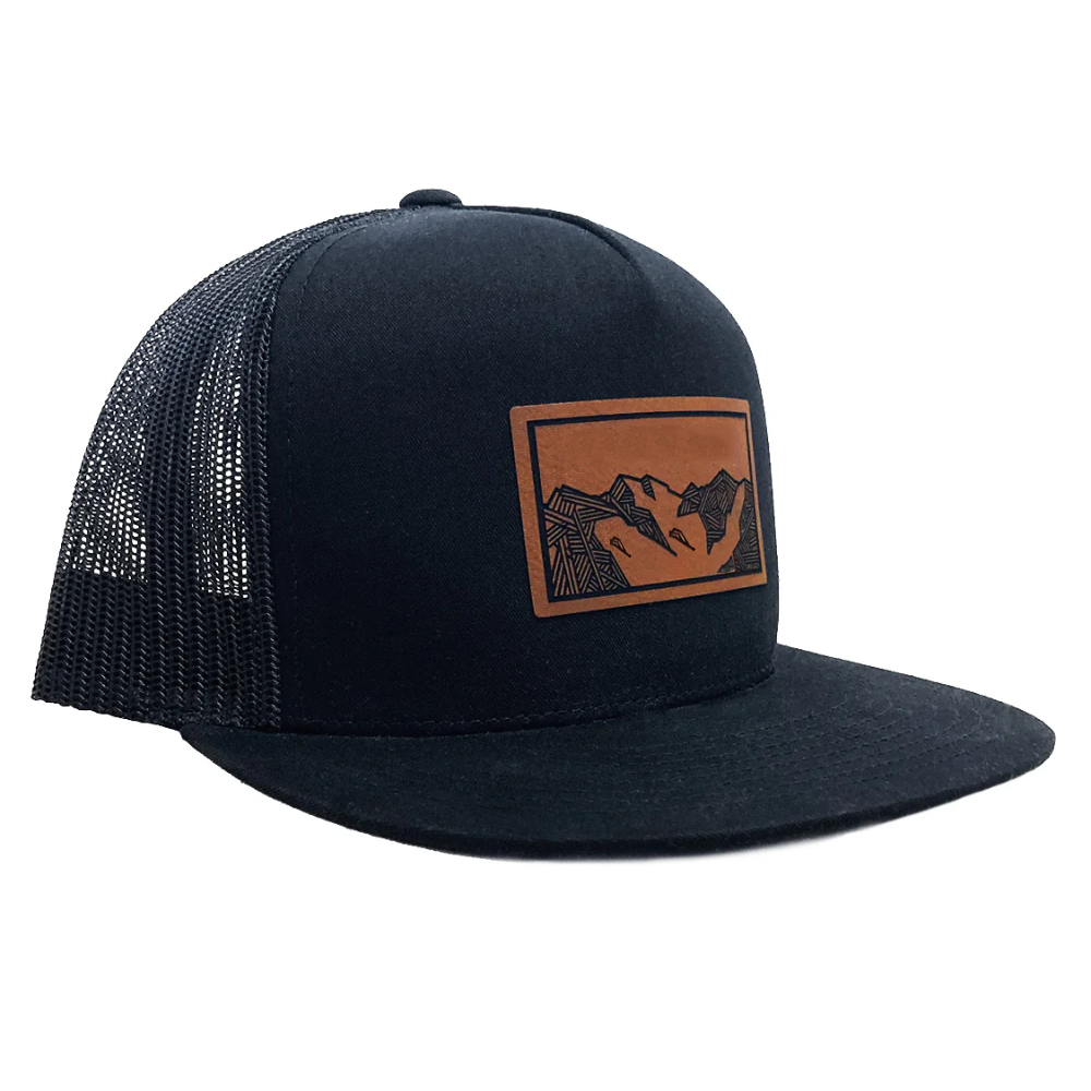Gorras 7 Panel Trucker Hats Leather Patch Hat Flat Brim Breathable Mesh Adjustable Snapback Buckle Promotions Wholesale Unisex 4