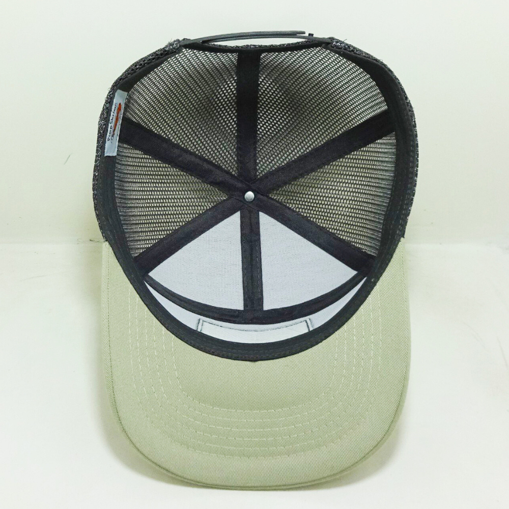 Gorras 7 Panel Trucker Hats Leather Patches Structured Caps Light Green/Black Label On Sweatband Adjustable Snapback Closure OEM 5