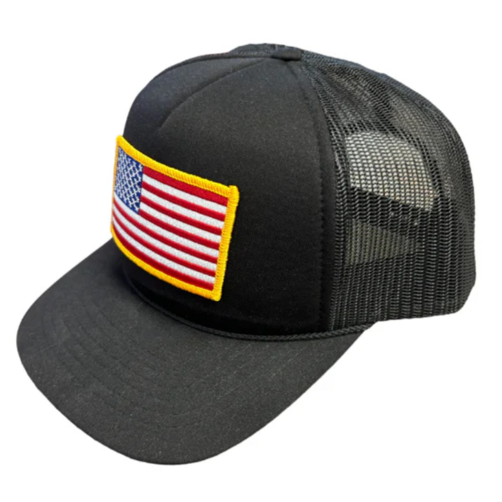 Gorras Embroidered Logo American Flag Trucker Hats Structured Cap Curved Brim Breathable Mesh Adjustable Snapback Closure Unisex 3