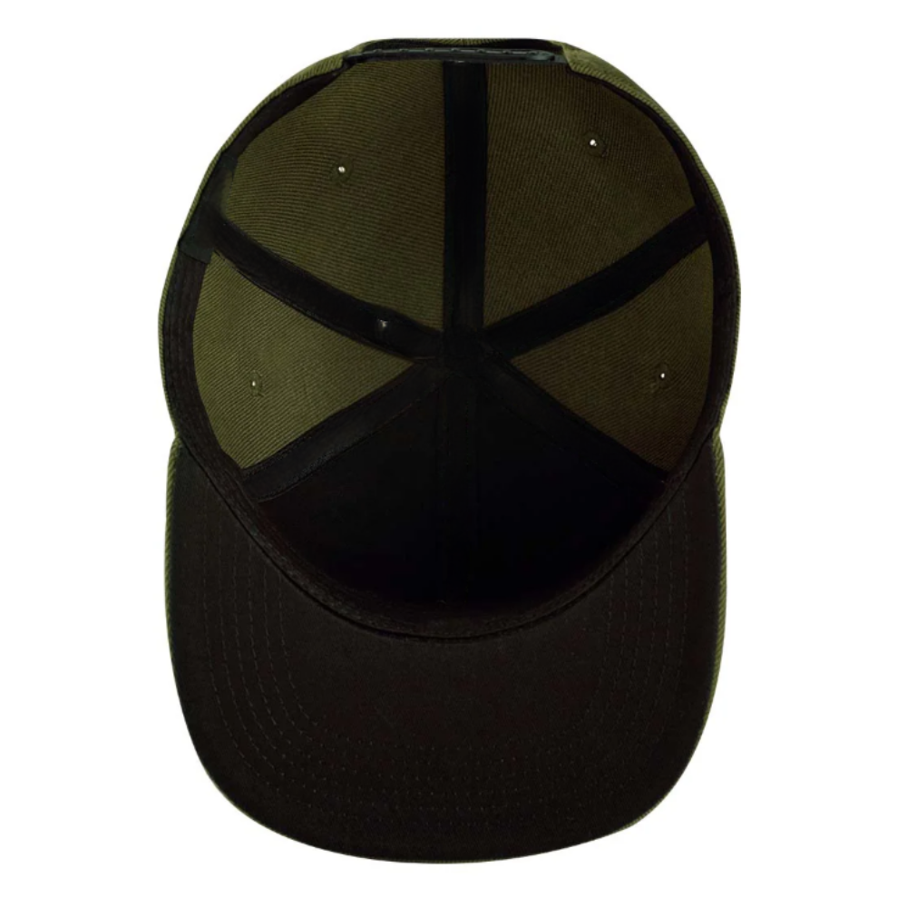 Gorras Olive/Loden Green Snapback Caps 6 Panel Embroidered Logo Patches Structured Flat Brim Adjustable Plastic Closure Unisex 6