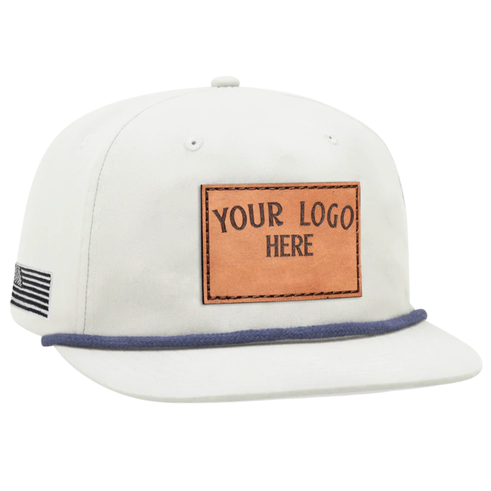 Gorras Rope Hat 5 Panel Custom Logo 3D Embroidered/Woven/Leather Patch Logo Flat Brim American Flag On Side Snapback Closure OEM 3