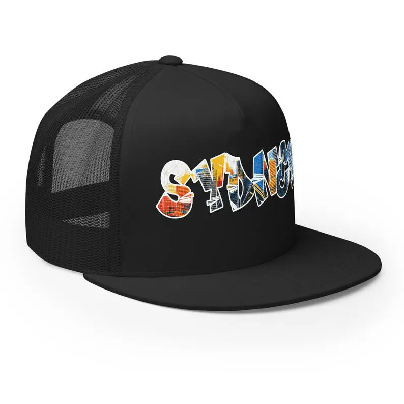 Graffiti Style City Night Logo Trucker Hat Vietnam Made Print Snapback Caps Plain Mesh For Casual Streetwear Brand Promotion L01 4