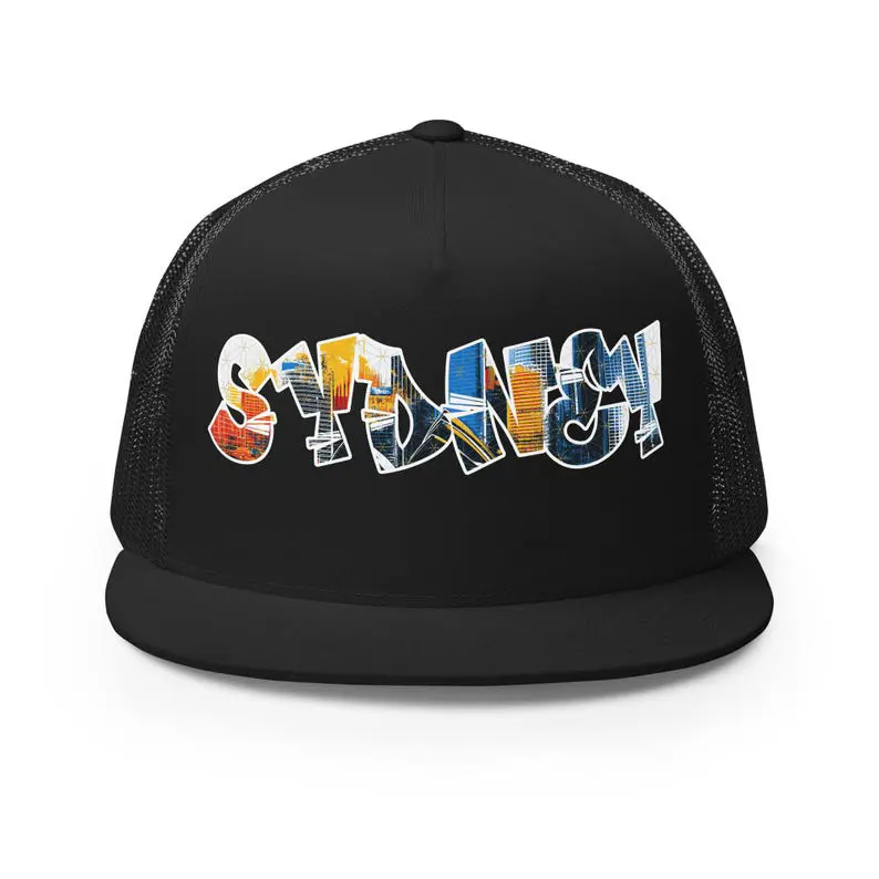 Graffiti Style City Night Logo Trucker Hat Vietnam Made Print Snapback Caps Plain Mesh For Casual Streetwear Brand Promotion L01 2