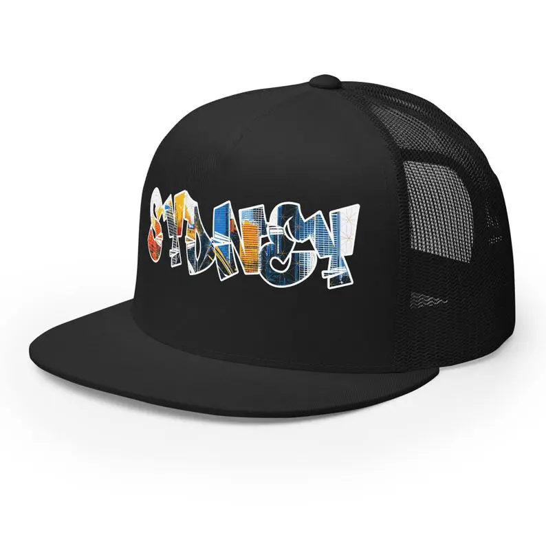 Graffiti Style City Night Logo Trucker Hat Vietnam Made Print Snapback Caps Plain Mesh For Casual Streetwear Brand Promotion L01 3