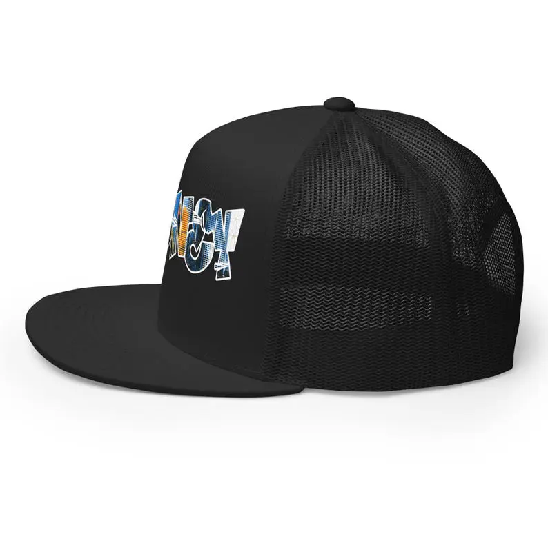 Graffiti Style City Night Logo Trucker Hat Vietnam Made Print Snapback Caps Plain Mesh For Casual Streetwear Brand Promotion L01 6