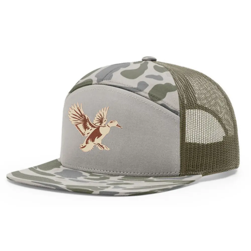 Gray/Mossy Camouflage Truckle Hat 7 Panel Gorras Digital Printed Waterfowl On Front Adjustable Single Row Buckle Snapback Unisex 3