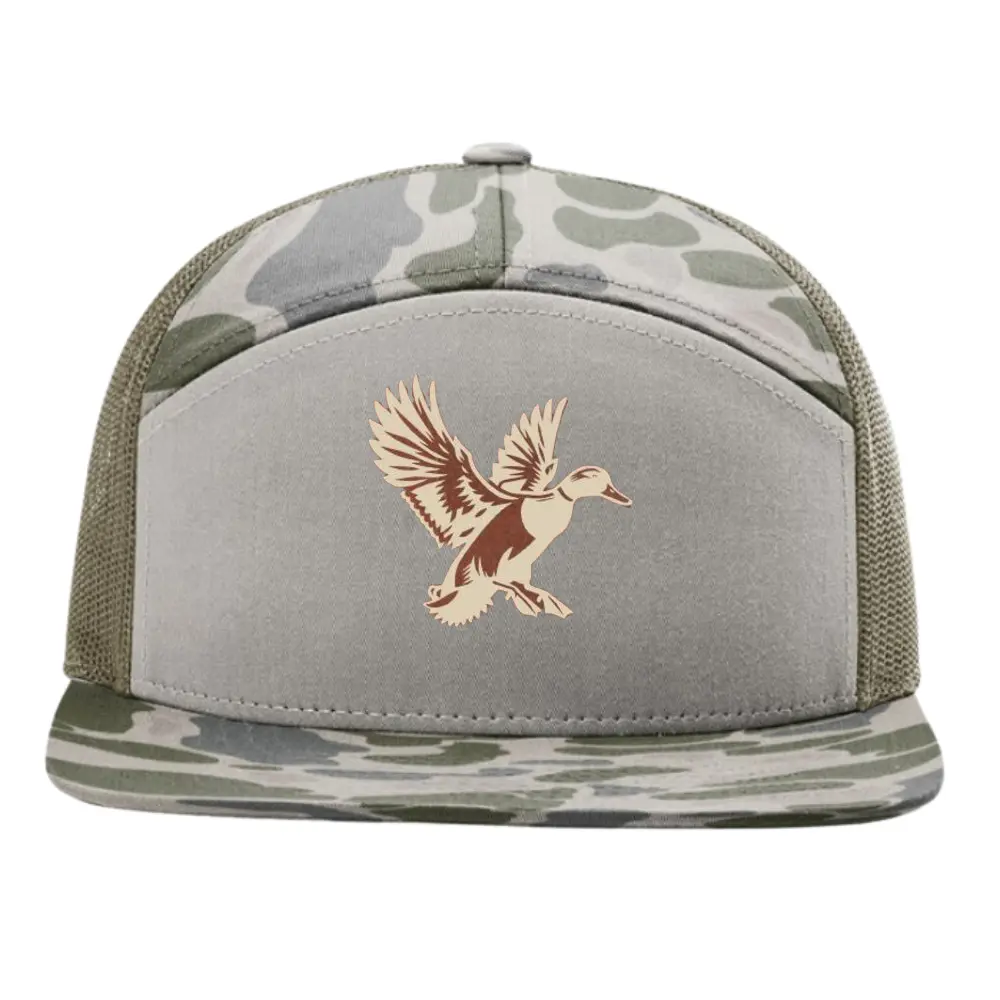 Gray/Mossy Camouflage Truckle Hat 7 Panel Gorras Digital Printed Waterfowl On Front Adjustable Single Row Buckle Snapback Unisex 2