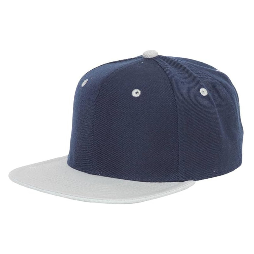 Gray Navy Blue Snapback 6 Panel Classic Styles 3D Embroidery Custom Contrast Eyelets Flat Brim Plastic Single Row Buckle Closure 4