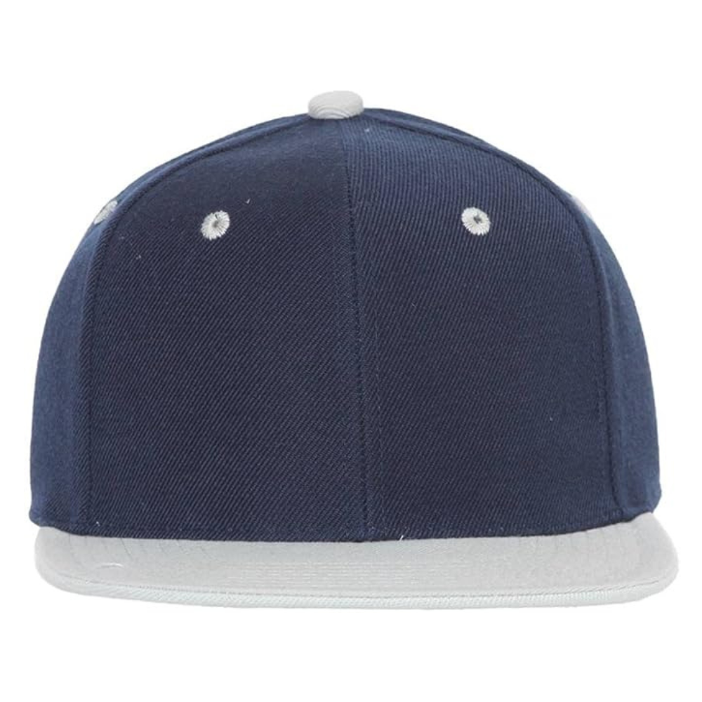 Gray Navy Blue Snapback 6 Panel Classic Styles 3D Embroidery Custom Contrast Eyelets Flat Brim Plastic Single Row Buckle Closure 3