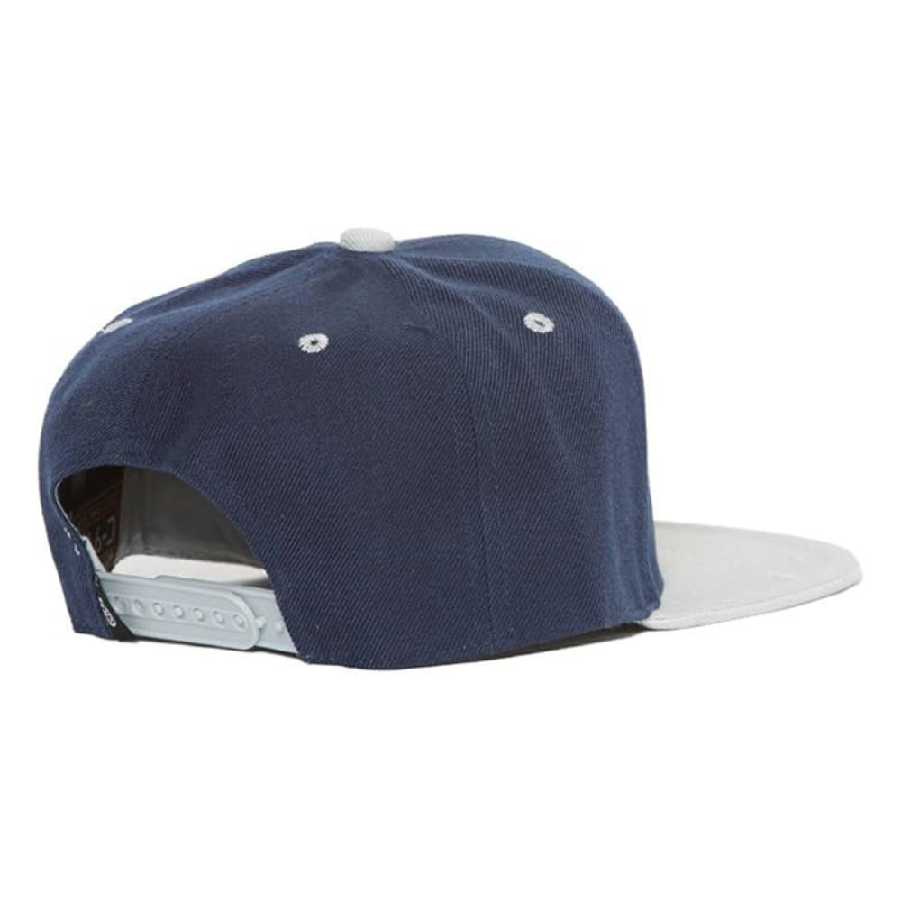 Gray Navy Blue Snapback 6 Panel Classic Styles 3D Embroidery Custom Contrast Eyelets Flat Brim Plastic Single Row Buckle Closure 5