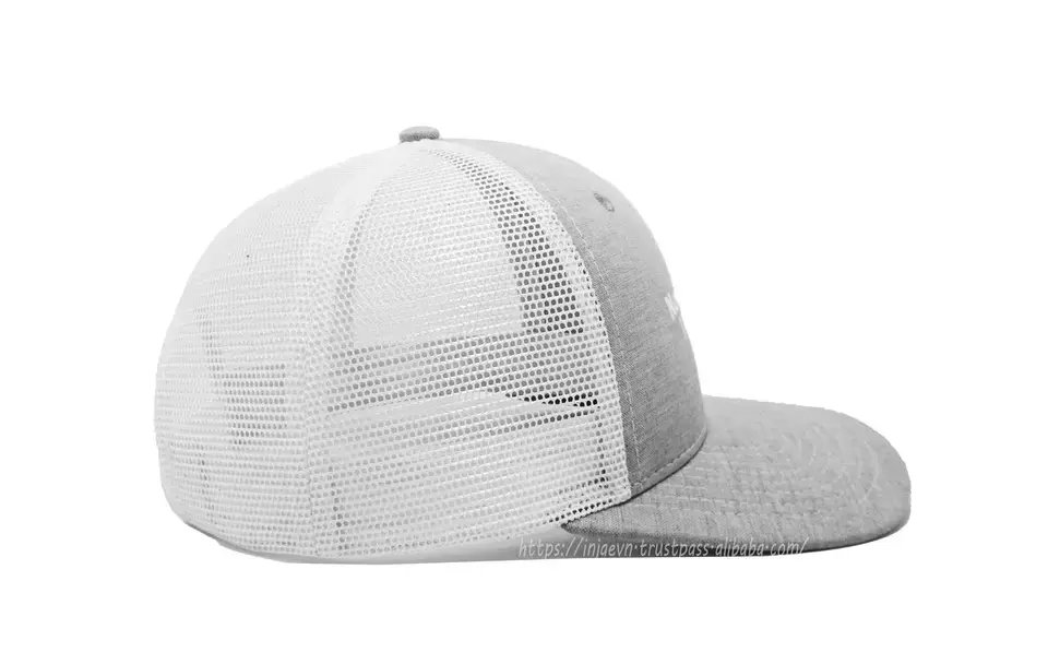 Gray/ White Mesh Trucker Hats in Vietna Factory Custom Embroidery/ Woven Patch Logo High Quality Brand Caps 6