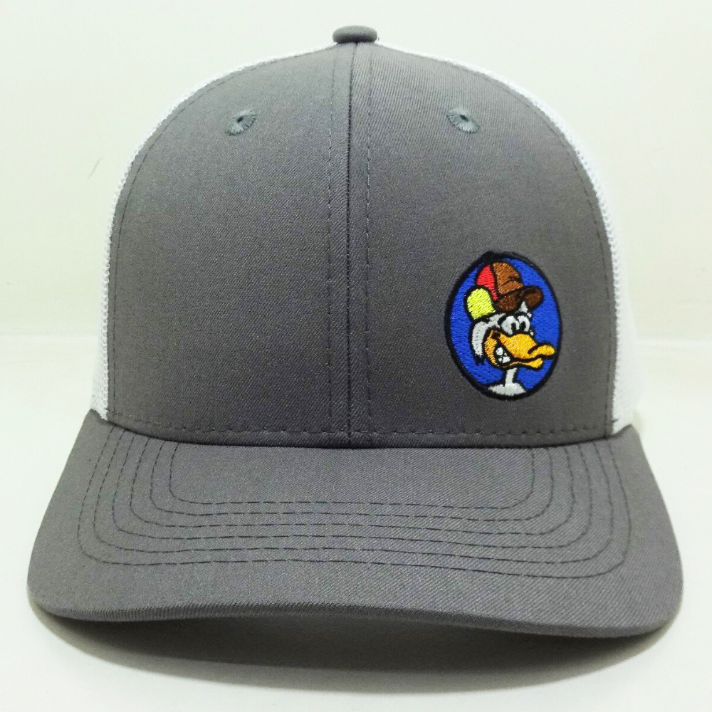 Gray/White R 112 Trucker Hats 6 Panel Structured Caps Gorras Embroidery Logo Front Side Contrast Stitching Line Snapback Closure 2
