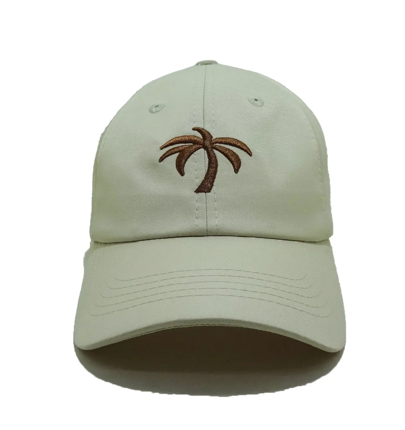 Green Baseball Caps with Embroidery Palms Tree Sport Hats in Vietnam Factory High Quality Baseball Caps One Size