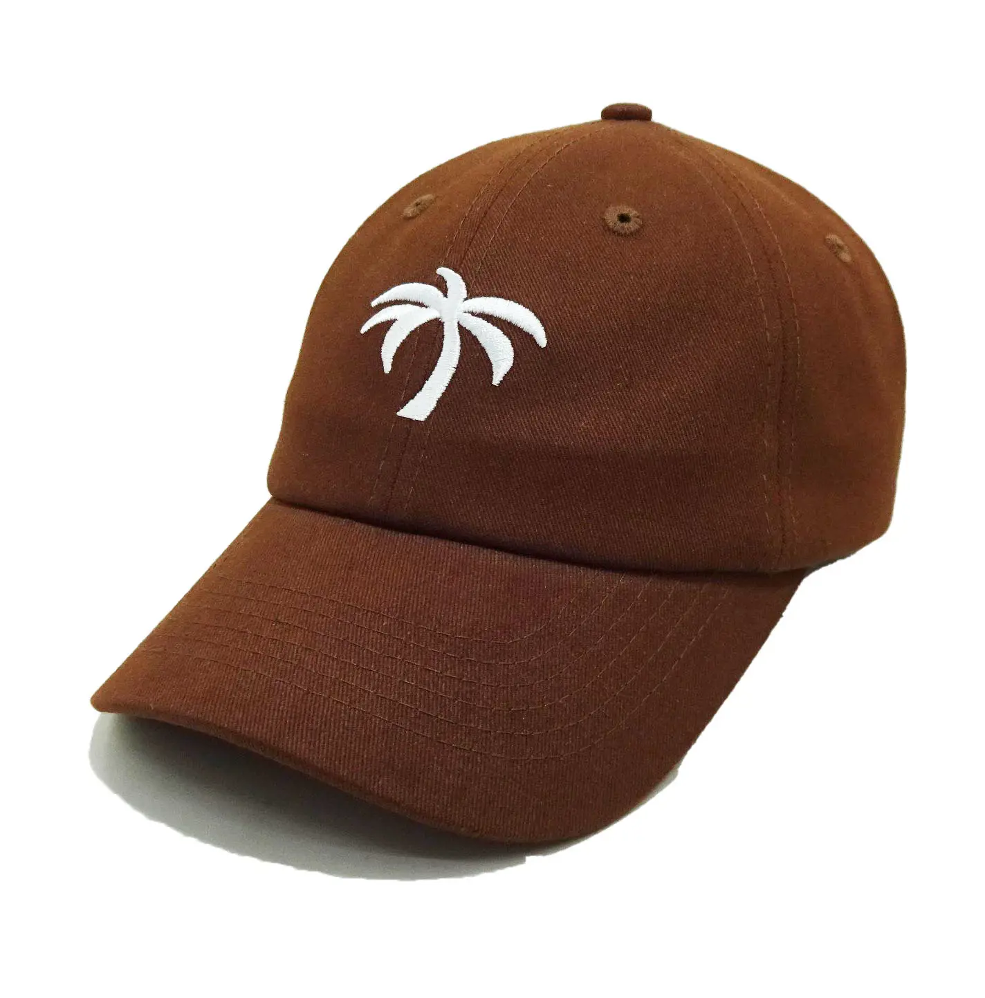 Green Baseball Caps with Embroidery Palms Tree Sport Hats in Vietnam Factory High Quality Baseball Caps One Size