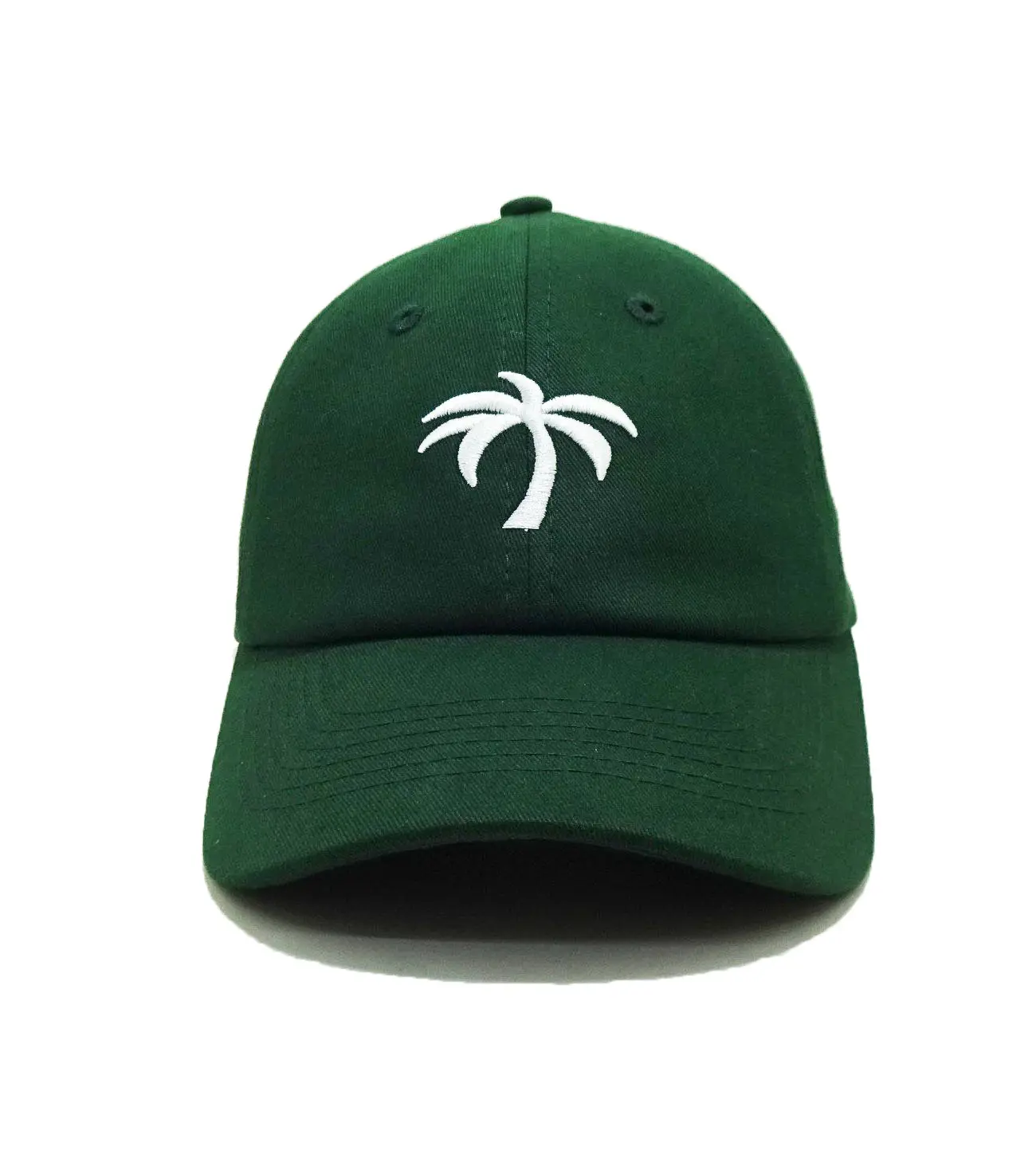 Green Baseball Caps with Embroidery Palms Tree Sport Hats in Vietnam Factory High Quality Baseball Caps One Size
