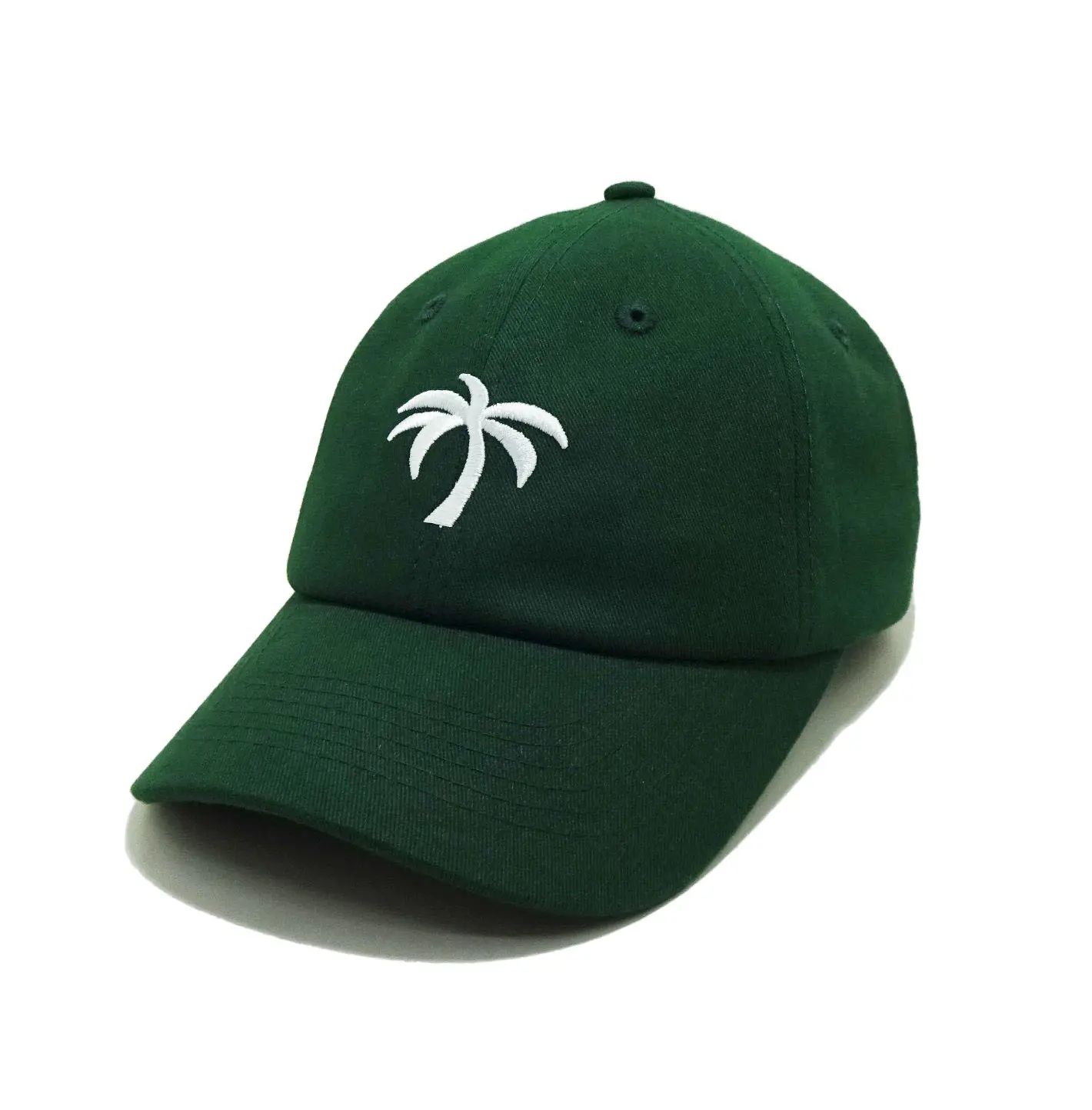 Green Baseball Caps with Embroidery Palms Tree Sport Hats in Vietnam Factory High Quality Baseball Caps One Size 4