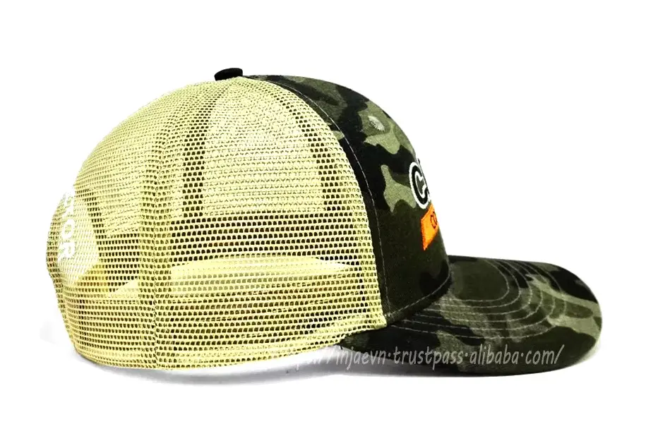 Green Color High Quality 2D Embroidery Medium Profile Curved Brim Sporty Style Trucker Hat in Vietnam Factory 3