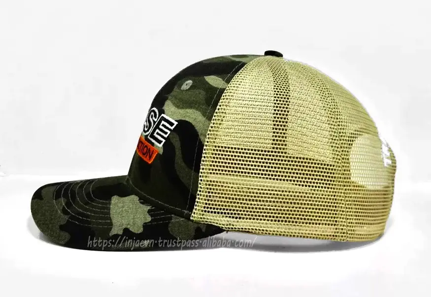 Green Color High Quality 2D Embroidery Medium Profile Curved Brim Sporty Style Trucker Hat in Vietnam Factory 2
