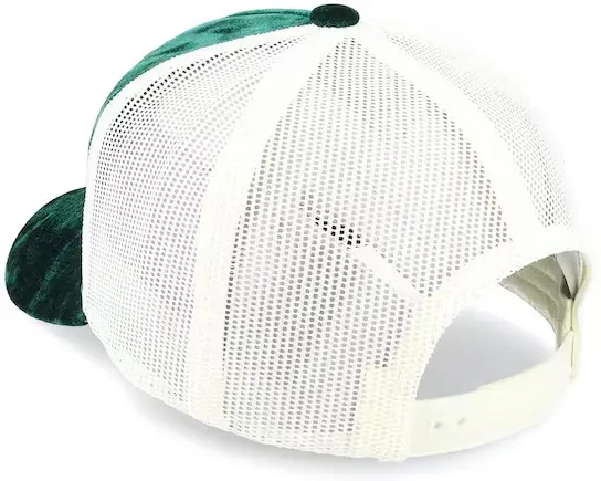 Green Color Velvet Trucker Hat Custom Logo 5-Panel Curved Brim High Quality Medium Profile Wholesale Products Trucker Hat 5