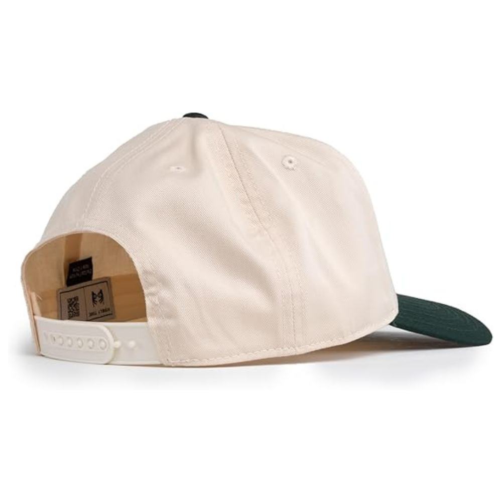 Green Embroidery Logo Patch 5 Panel Baseball Cap Black Brim White Single Row Buckle Snapback Closure Custom Label and Tag Inside 4