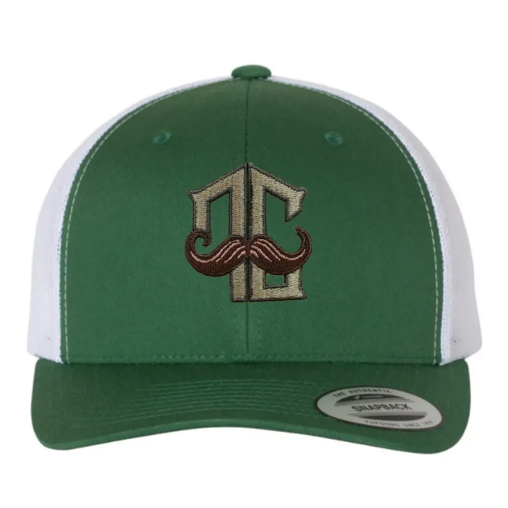 Green/White Y 6006 6 Panel Trucker Hat Embroidered Logo on Front Side Breathable Mesh Adjustable Single Row Buckle Wholesale OEM 4