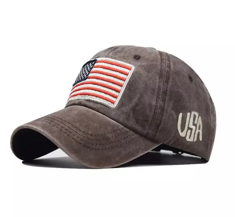 Hat Letter Custom Logo Embroidered Baseball Cap USA Flag Cap Dad Hat 6 Panel Patch Logo Baseball Hat 6