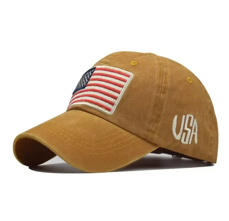 Hat Letter Custom Logo Embroidered Baseball Cap USA Flag Cap Dad Hat 6 Panel Patch Logo Baseball Hat 3