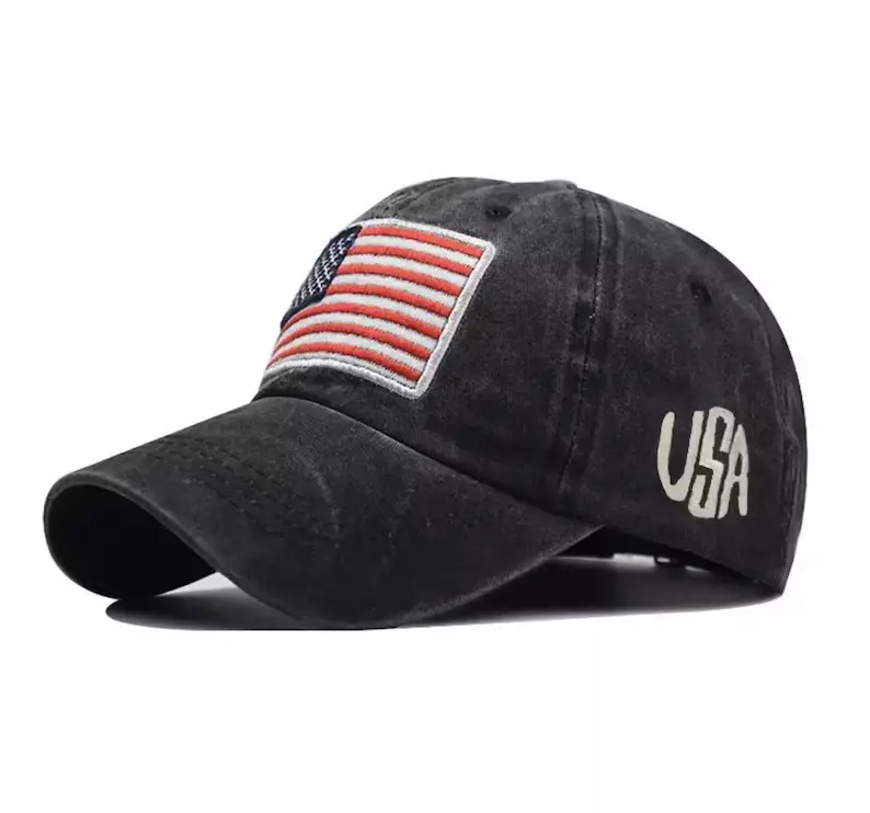 Hat Letter Custom Logo Embroidered Baseball Cap USA Flag Cap Dad Hat 6 Panel Patch Logo Baseball Hat 5