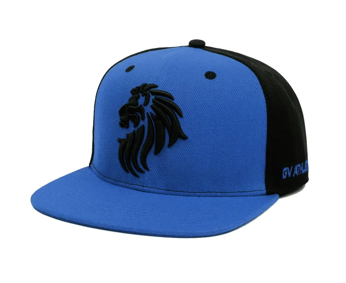 Hats with Custom Logo Wholesale Snapback Cap 3D Embroidery 6-Panel Flat Brim High Quality Blue Color High Profile Snapback Cap 2