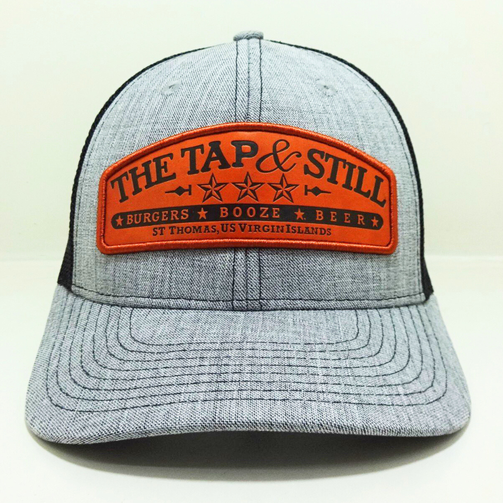 Heather Gray/Black Leather Patch Hats Trucker Gorras R112 Stitching Lines Structured Caps Custom Inner Tag Adjustable Snapback 1