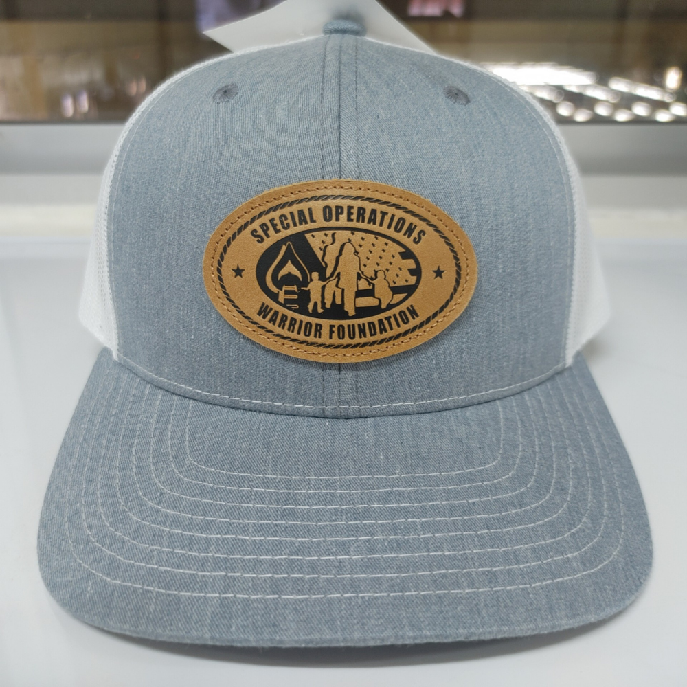 Heather Gray/White R 112 Trucker Hats 6 Panels Laser Leather Patch Logo Slightly Curved Brim Structured Caps Vietnam Headwear 2