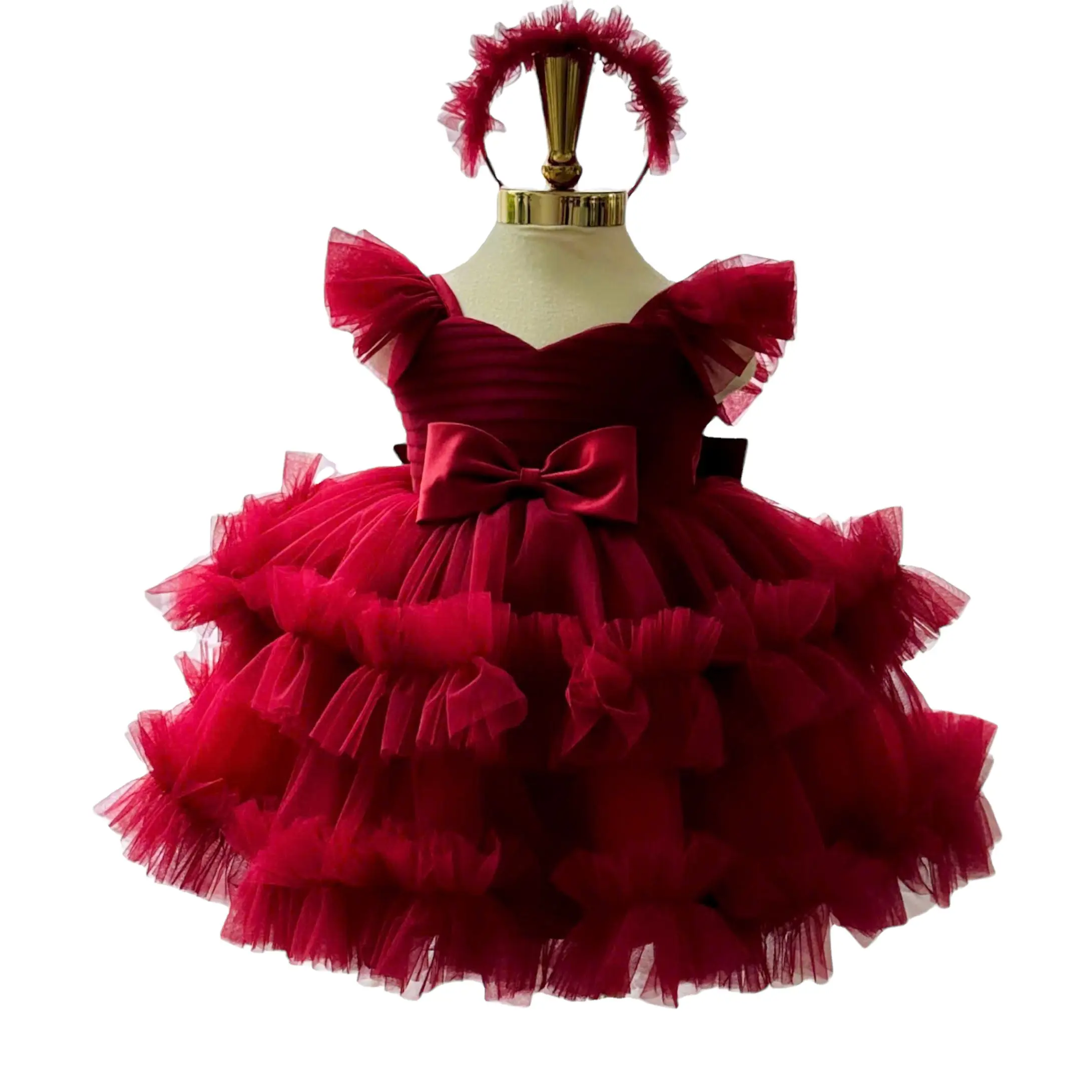 High 2-Tier Fairy Princess Dress Nhung Nguyen Gown Detachable Satin Train Baby Girl Party Dress Autumn OEM ODM Made Vietnam