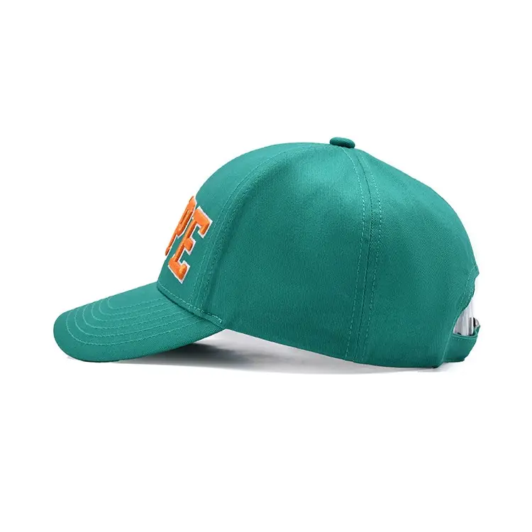 High Fashion 3D Embroidery 6-Panel Curved Brim High Quality Green Color Low Profile Cotton and Polyester Fabric Baseball Cap 3