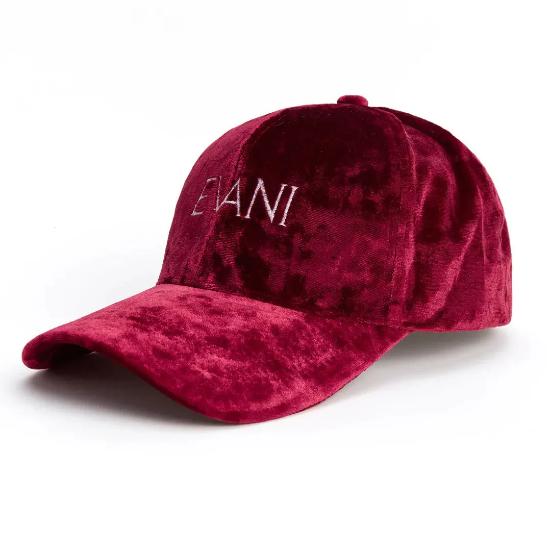 High Fashion Wholesale Classic Velvet Fabric Baseball Cap with Custom Logo Curved Brim Mid Profile Outdoor Baseball Cap 3