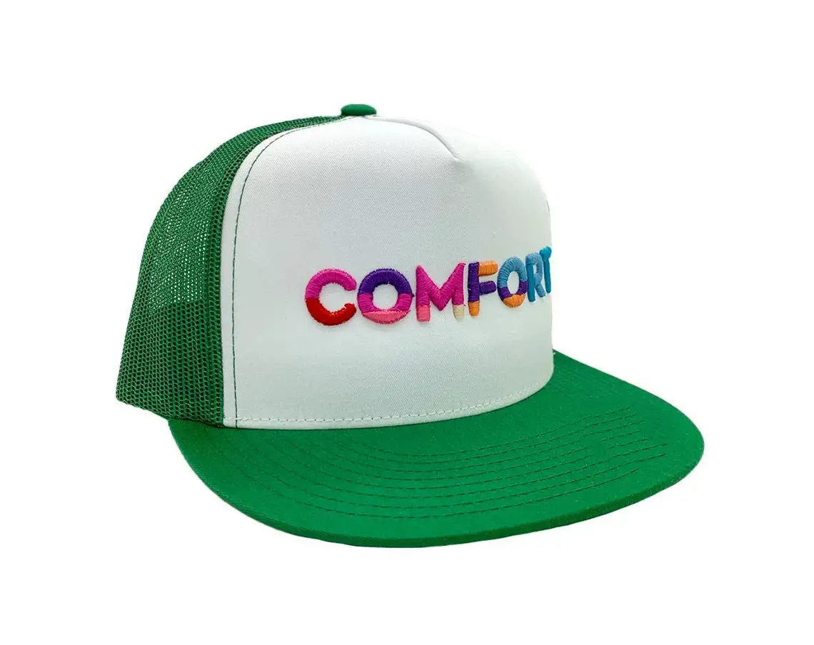 High Profile 3D Embroidery 5-Panel Flat Brim High Quality Various Color Cotton and Mesh Fabric Trucker Hat in Vietnam Factory 1