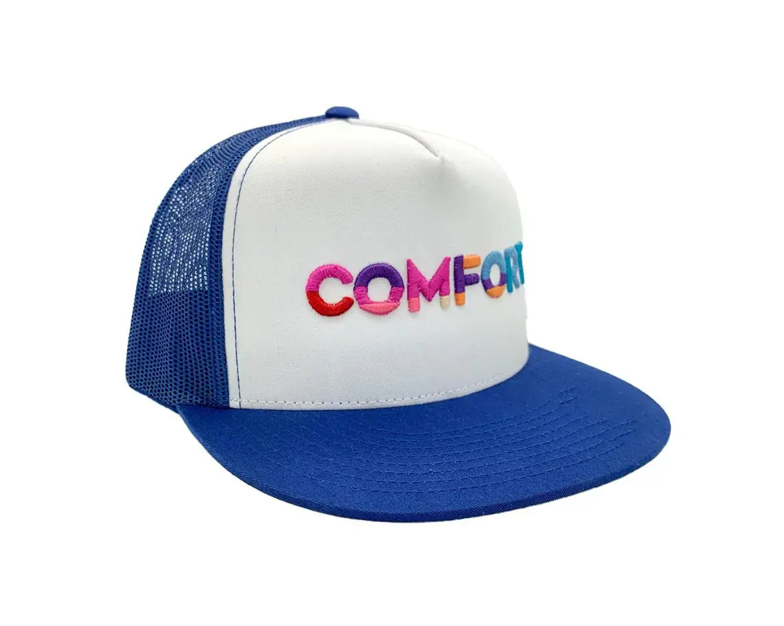 High Profile 3D Embroidery 5-Panel Flat Brim High Quality Various Color Cotton and Mesh Fabric Trucker Hat in Vietnam Factory 3