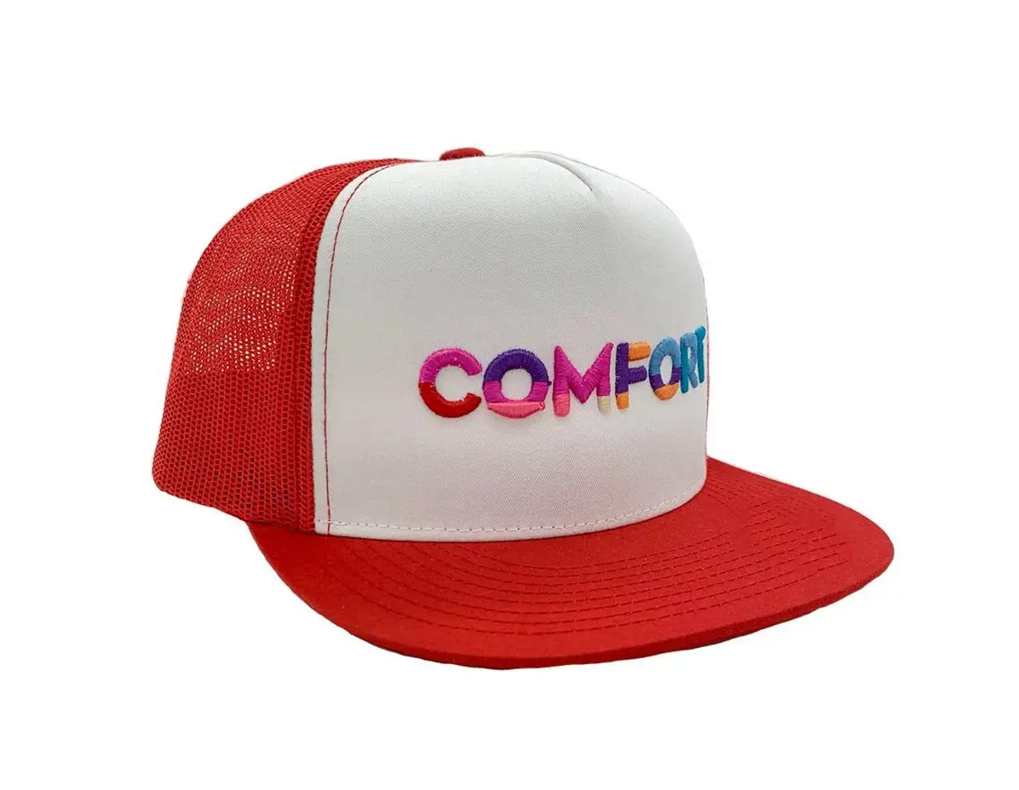High Profile 3D Embroidery 5-Panel Flat Brim High Quality Various Color Cotton and Mesh Fabric Trucker Hat in Vietnam Factory 2