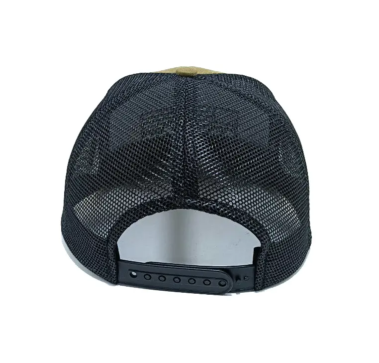 High Quality 2D/3D Embroidery Khaki Color Medium Profile Cotton and Mesh Fabric Trucker Hat From Vietnam Supplier 6